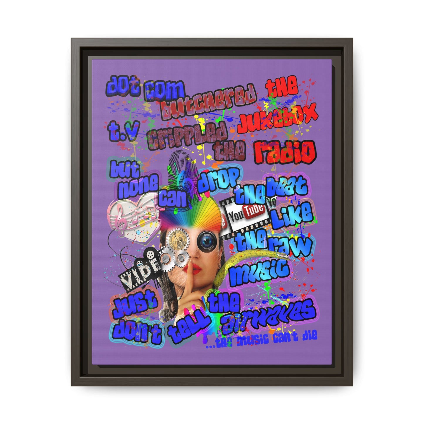 drop the beat - framed canvas art (light purple)