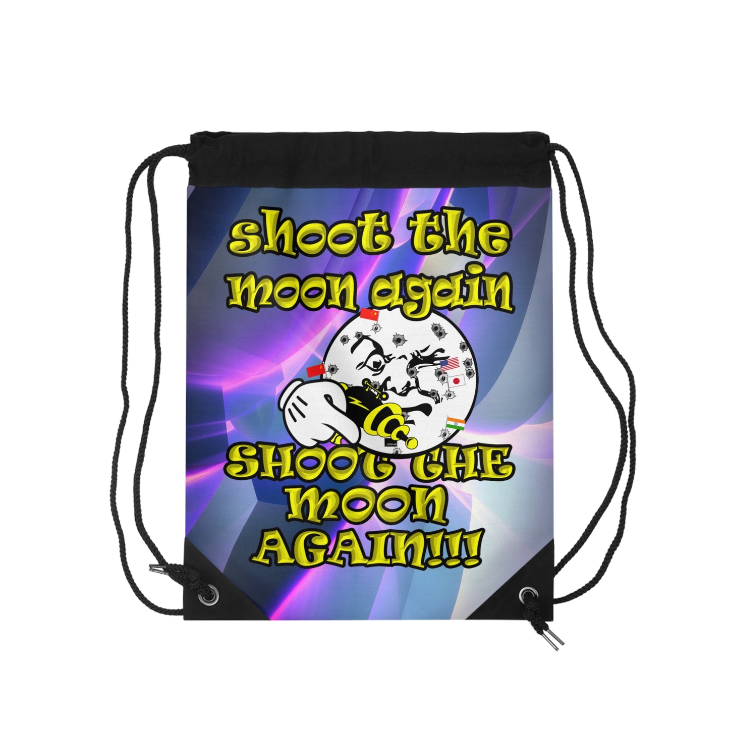 shoot the moon again - Drawstring Bag (grey-pink wave)