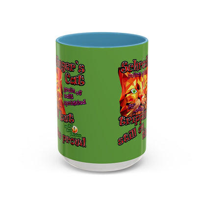 schrodinger's cat - Accent Mug (green)