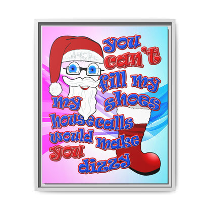 santa's shoes - framed canvas art (light blue-pink wave)