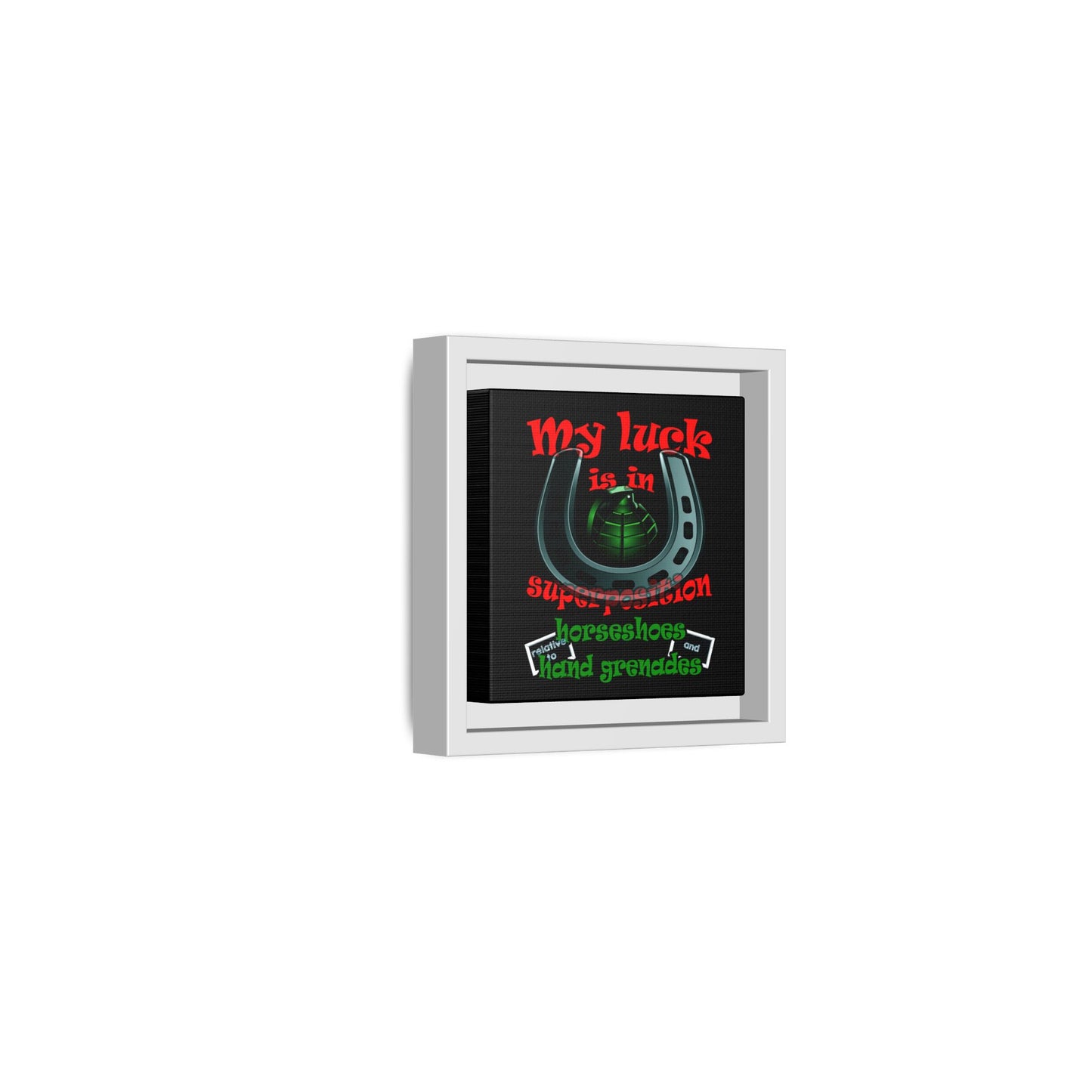 my luck - framed canvas art (black)