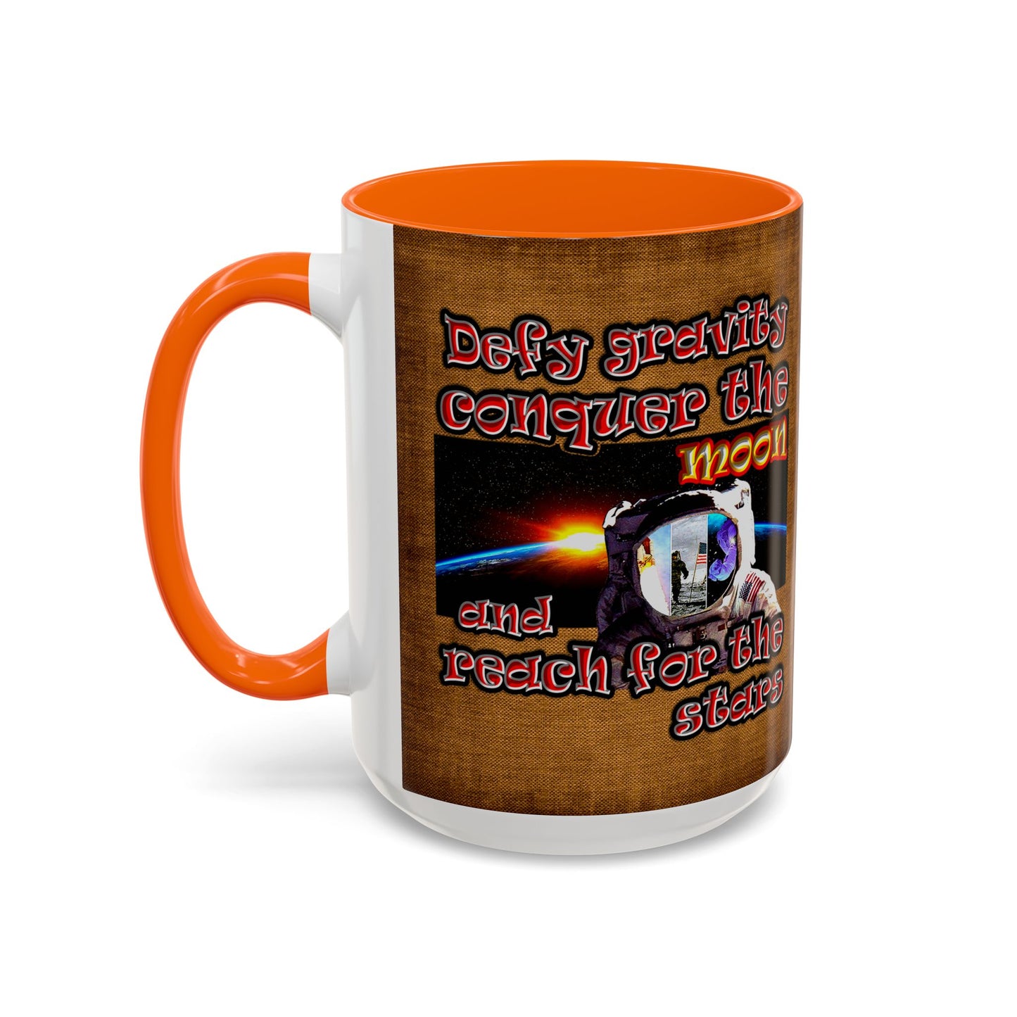 defy conquer reach - Accent Mug (brown papyrus)