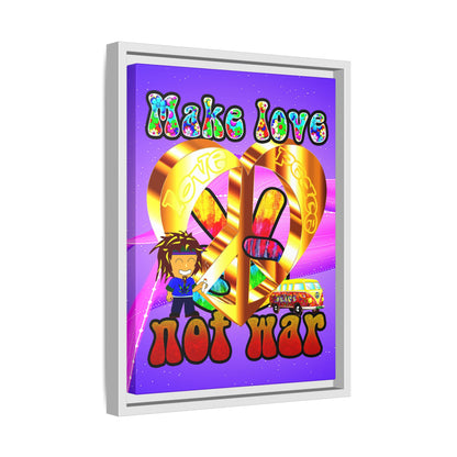 love peace - framed canvas art (purple-pink wave)
