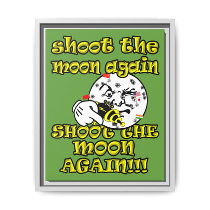 shoot the moon again - framed canvas art (green)