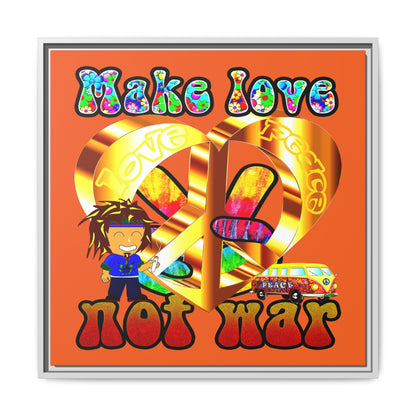 love peace - framed canvas art (orange)