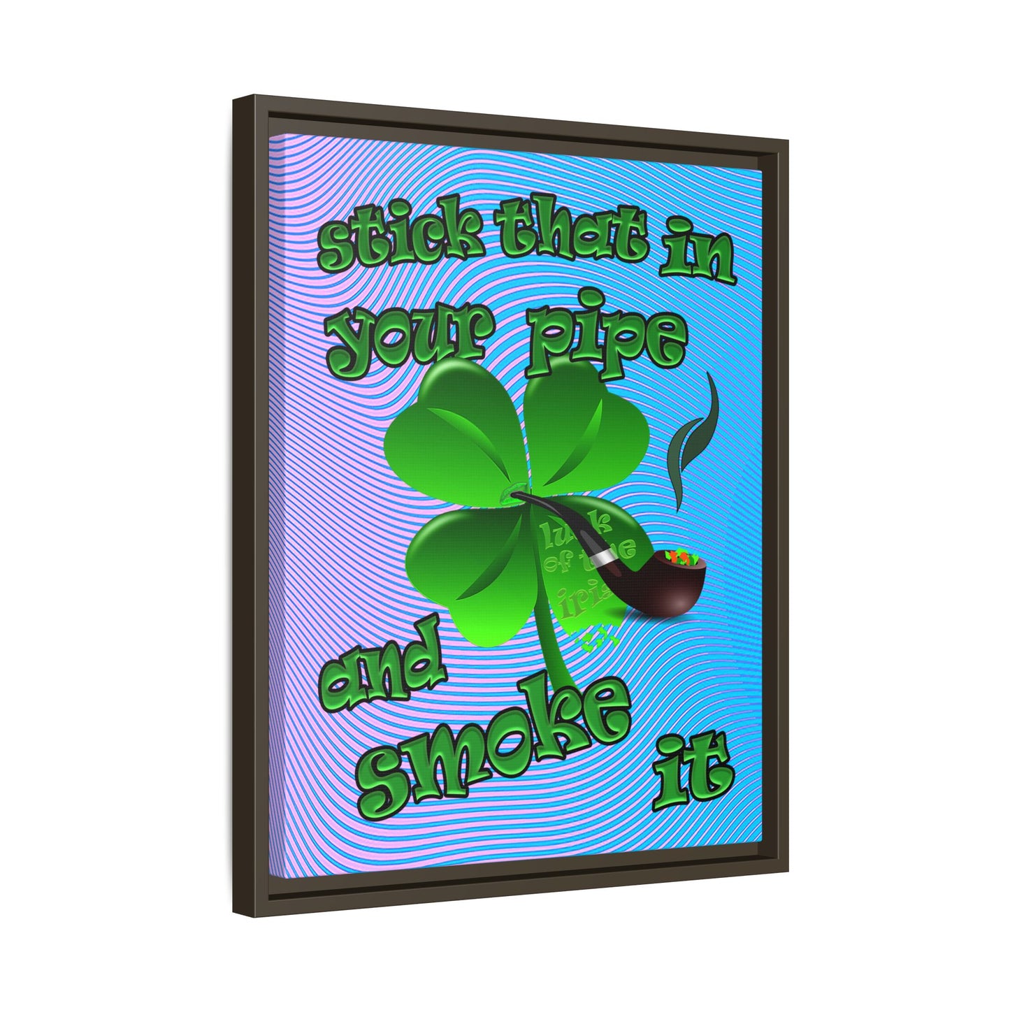 stick that in your pipe and smoke it - framed canvas art (light blue-purple wave)