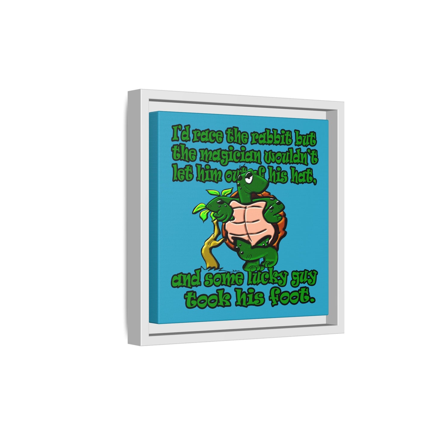 turtle race - framed canvas art (turquoise)
