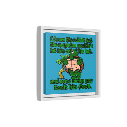 turtle race - framed canvas art (turquoise)