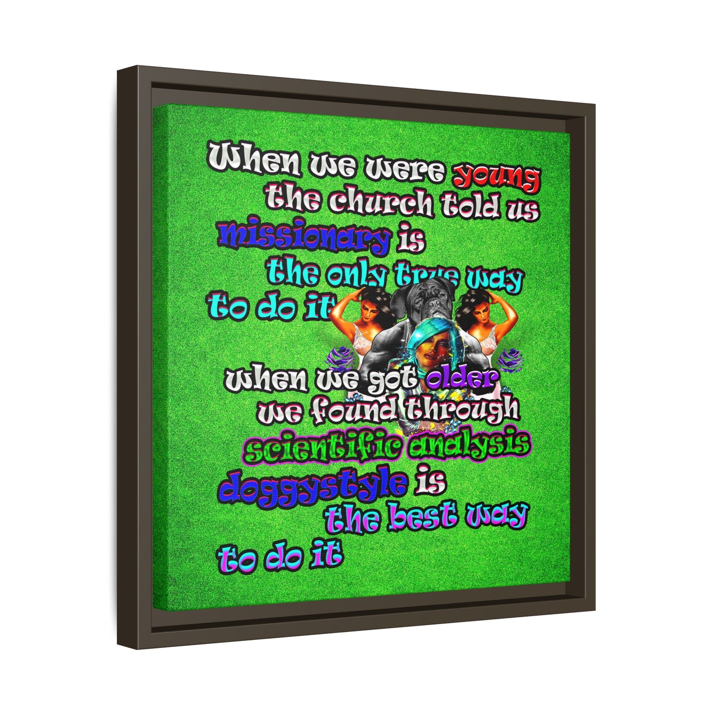 doggystyle - framed canvas art (green turf)