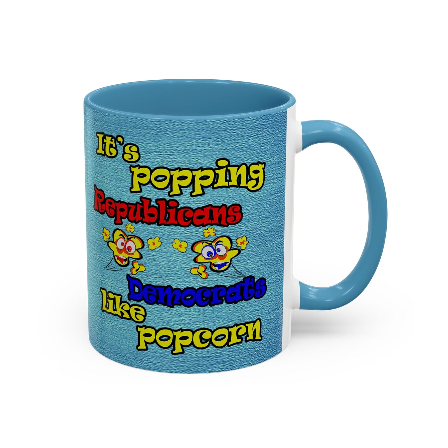 popping like popcorn - Accent Mug (faded dark blue)
