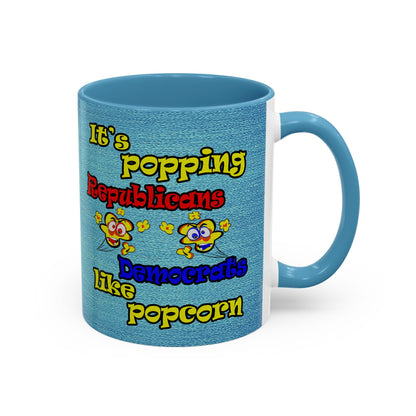 popping like popcorn - Accent Mug (faded dark blue)