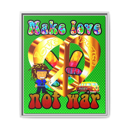love peace - framed canvas art (logo green)