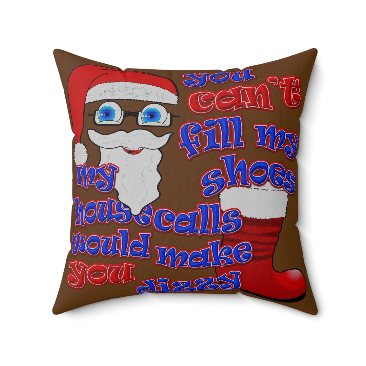 santa's shoes - Spun Polyester Square Pillow - (brown)