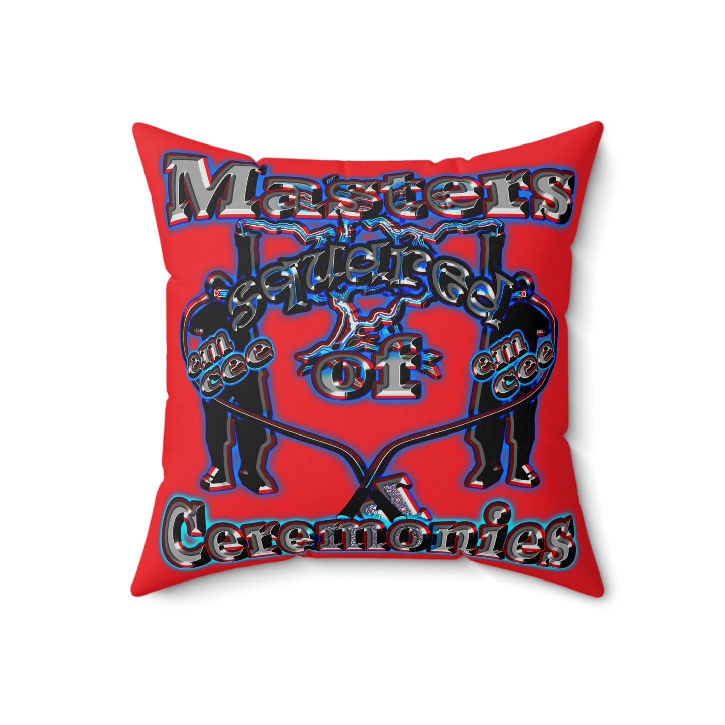 em cee squared - Spun Polyester Square Pillow - (red)