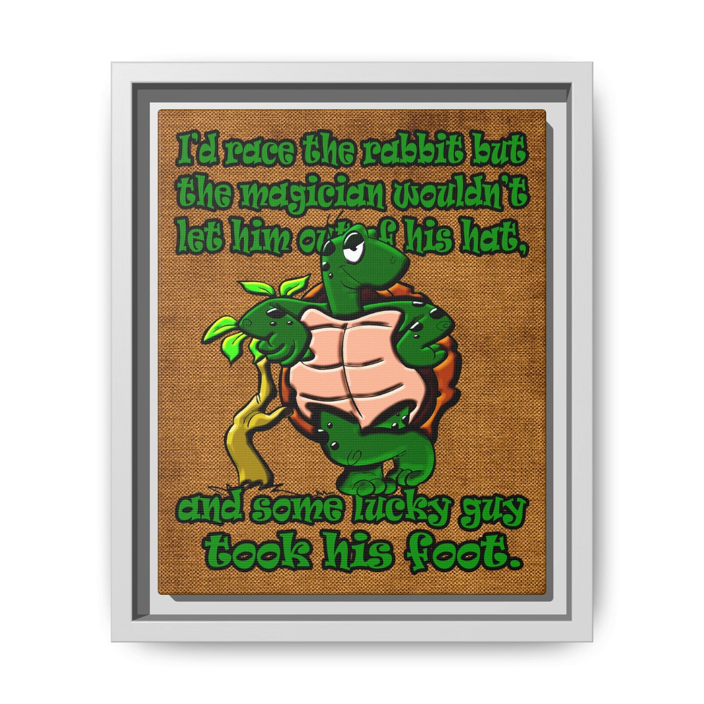 turtle race - framed canvas art (brown papyrus)