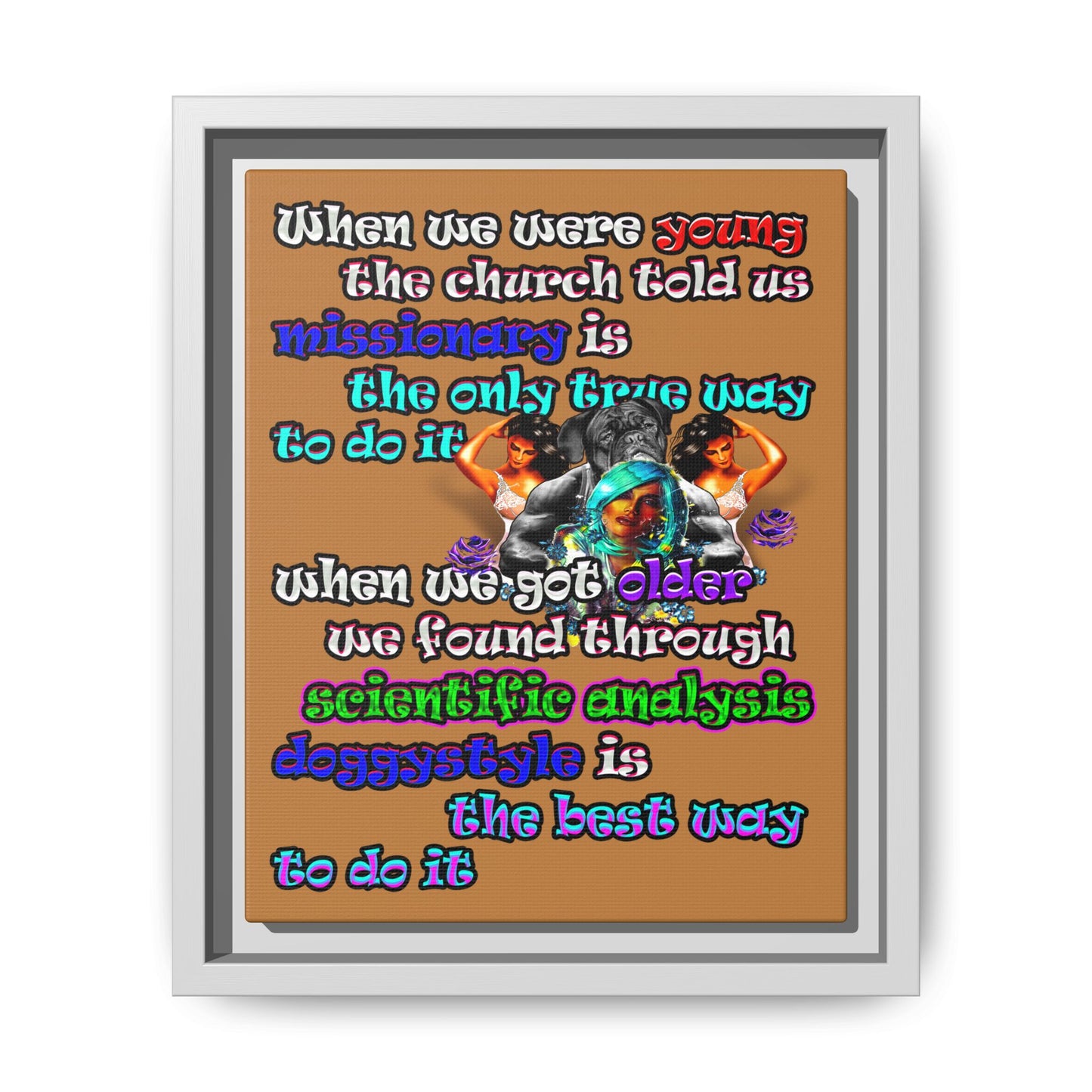 doggystyle - framed canvas art (light brown)