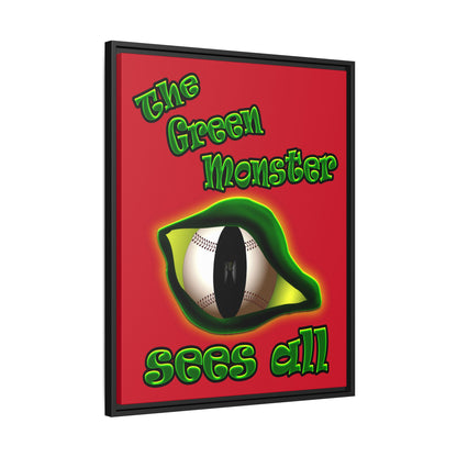 green monster - framed canvas art (dark red)