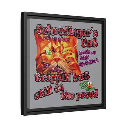 schrodinger's cat - framed canvas art (grey)