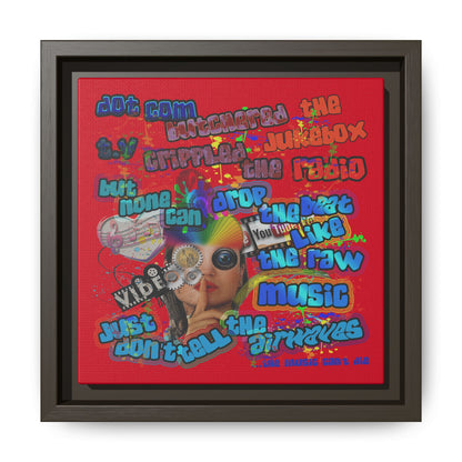 drop the beat - framed canvas art (dark red)