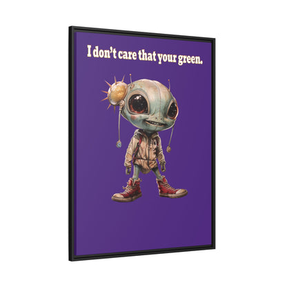 I don't care that your green - framed canvas art (purple)