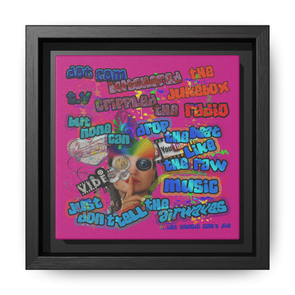 drop the beat - framed canvas art (pink)