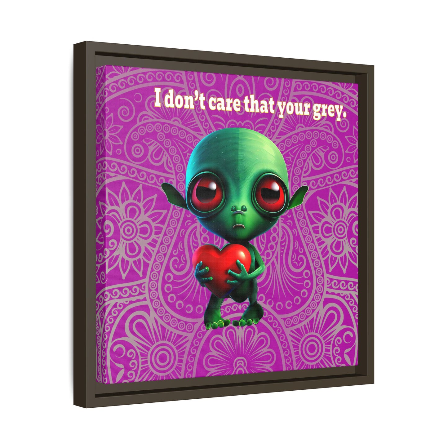 I don't care that your grey - framed canvas art (pink swirl)