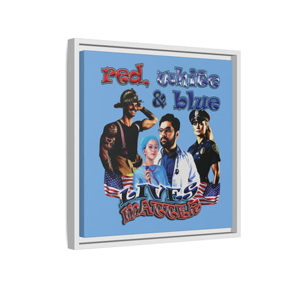 rw&b lives matter - framed canvas art (light blue)