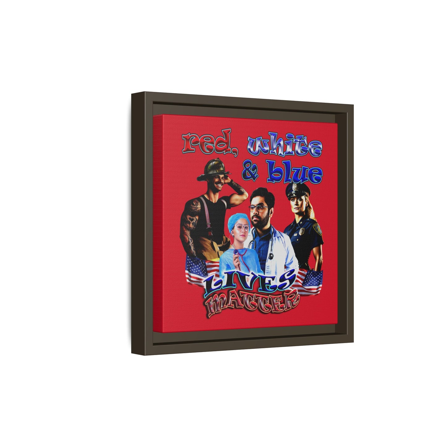 rw&b lives matter - framed canvas art (dark red)