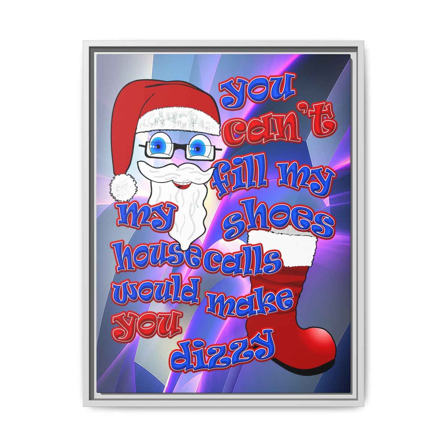 santa's shoes - framed canvas art (grey-pink wave)