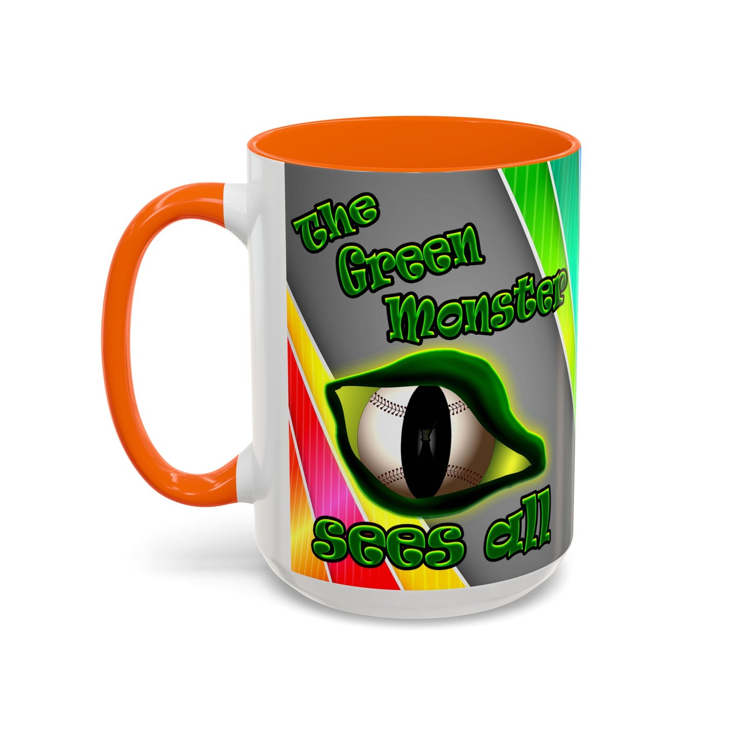 green monster - Accent Mug (rainbow split)