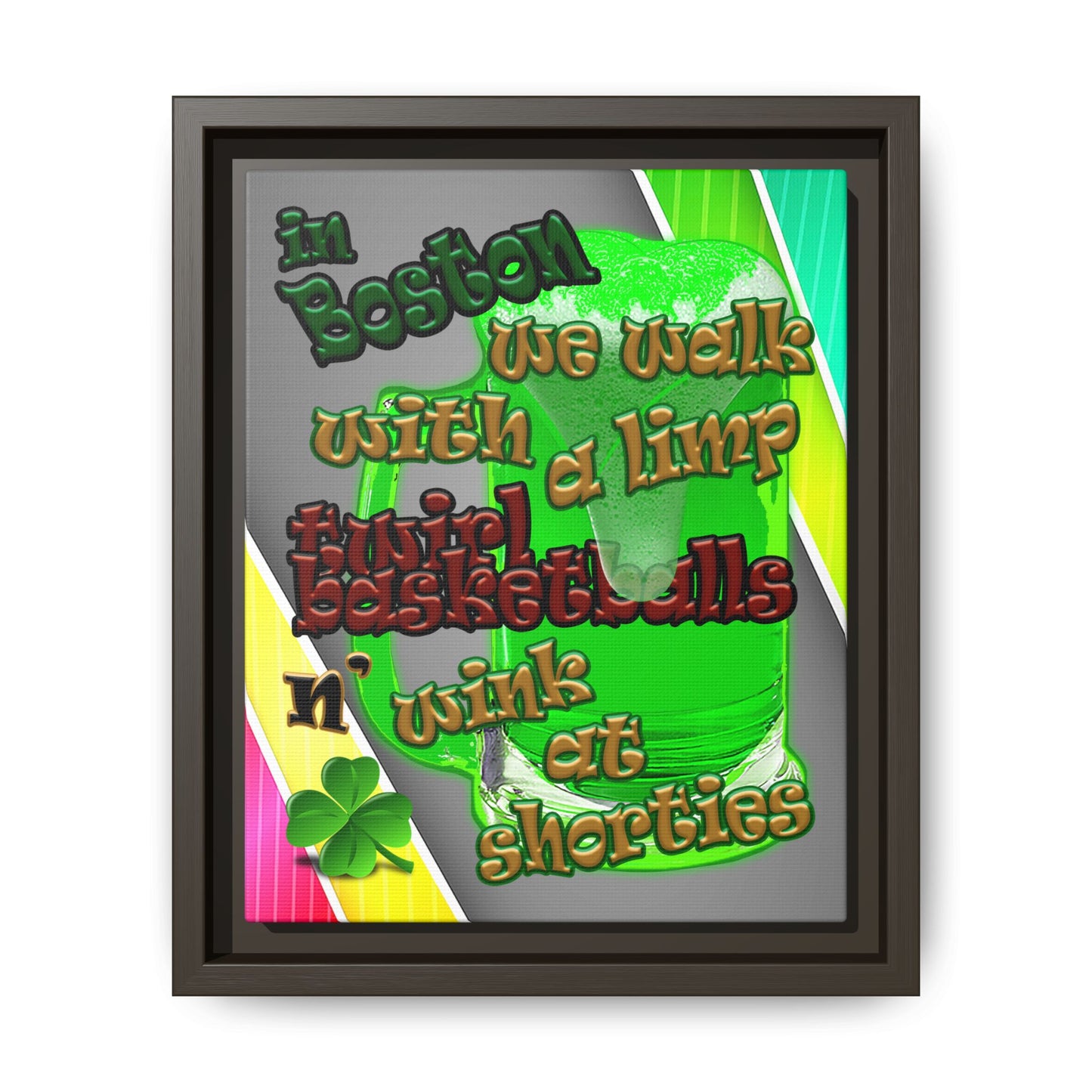 celtics logo - framed canvas art (rainbow split)