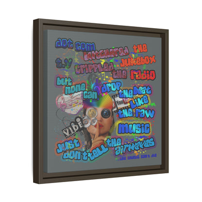 drop the beat - framed canvas art (dark grey)