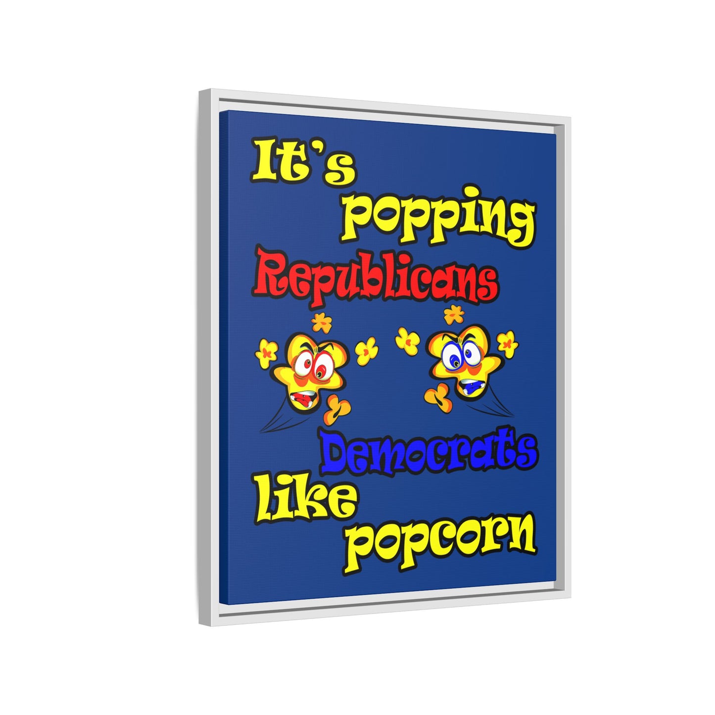 popping like popcorn - framed canvas art (dark blue)