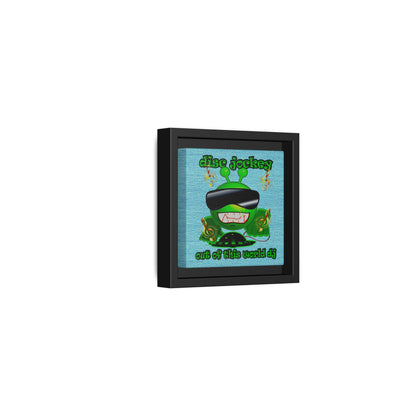 disc jockey - framed canvas art (faded blue)