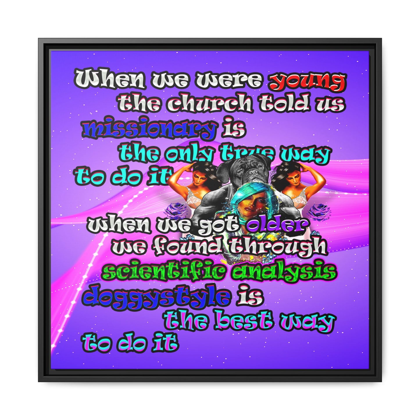 doggystyle - framed canvas art (purple-pink wave)