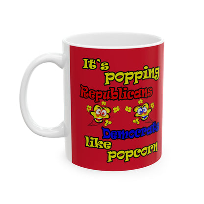 popping like popcorn - White Mug (dark red)
