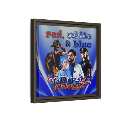 rw&b lives matter - framed canvas art (blue-white wave)