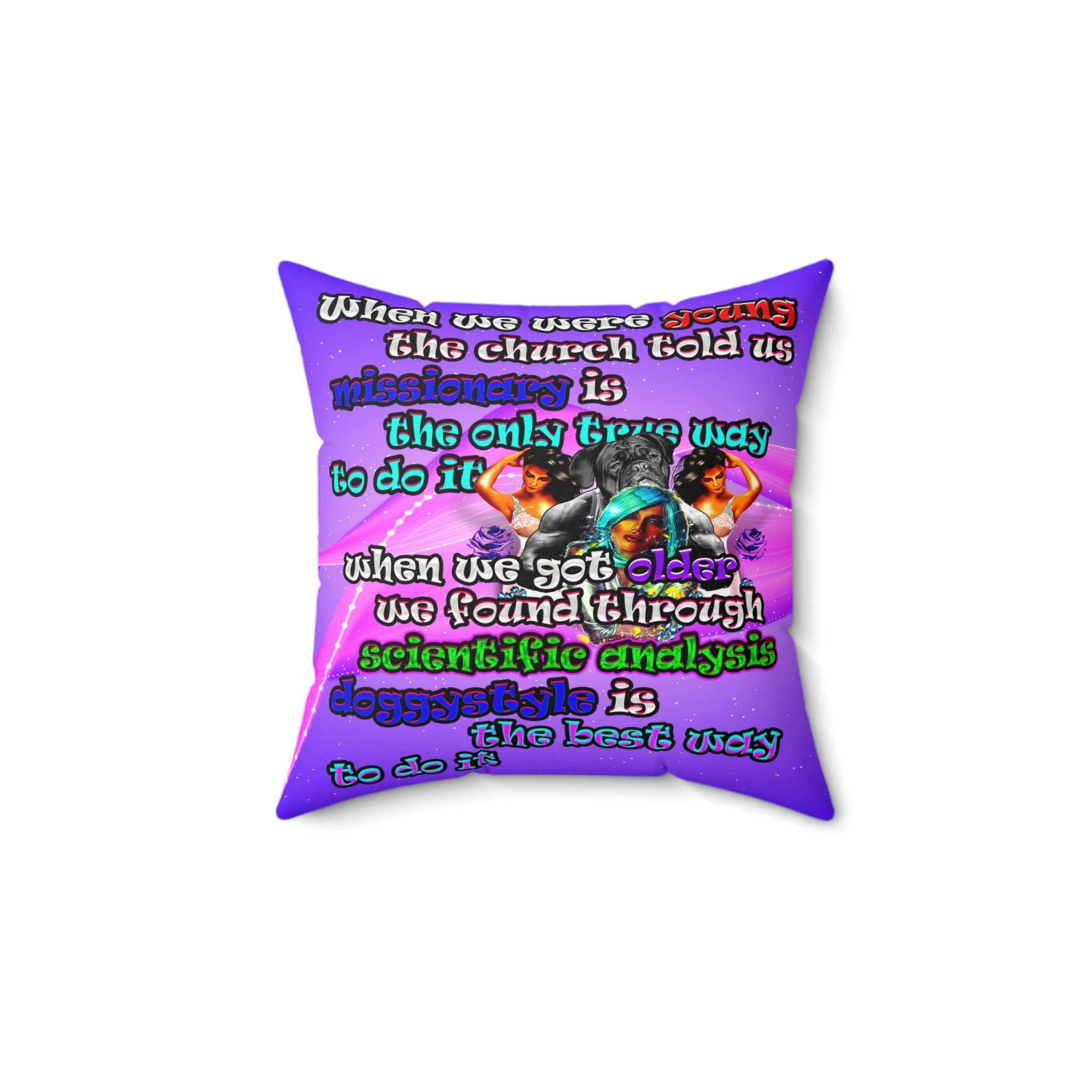 doggystyle - Spun Polyester Square Pillow - (purple-pink wave)