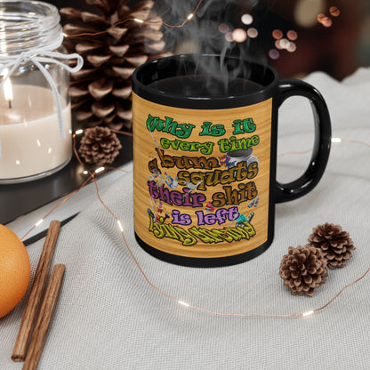 the bum's shit - Black Mug (butterscotch wood finish)