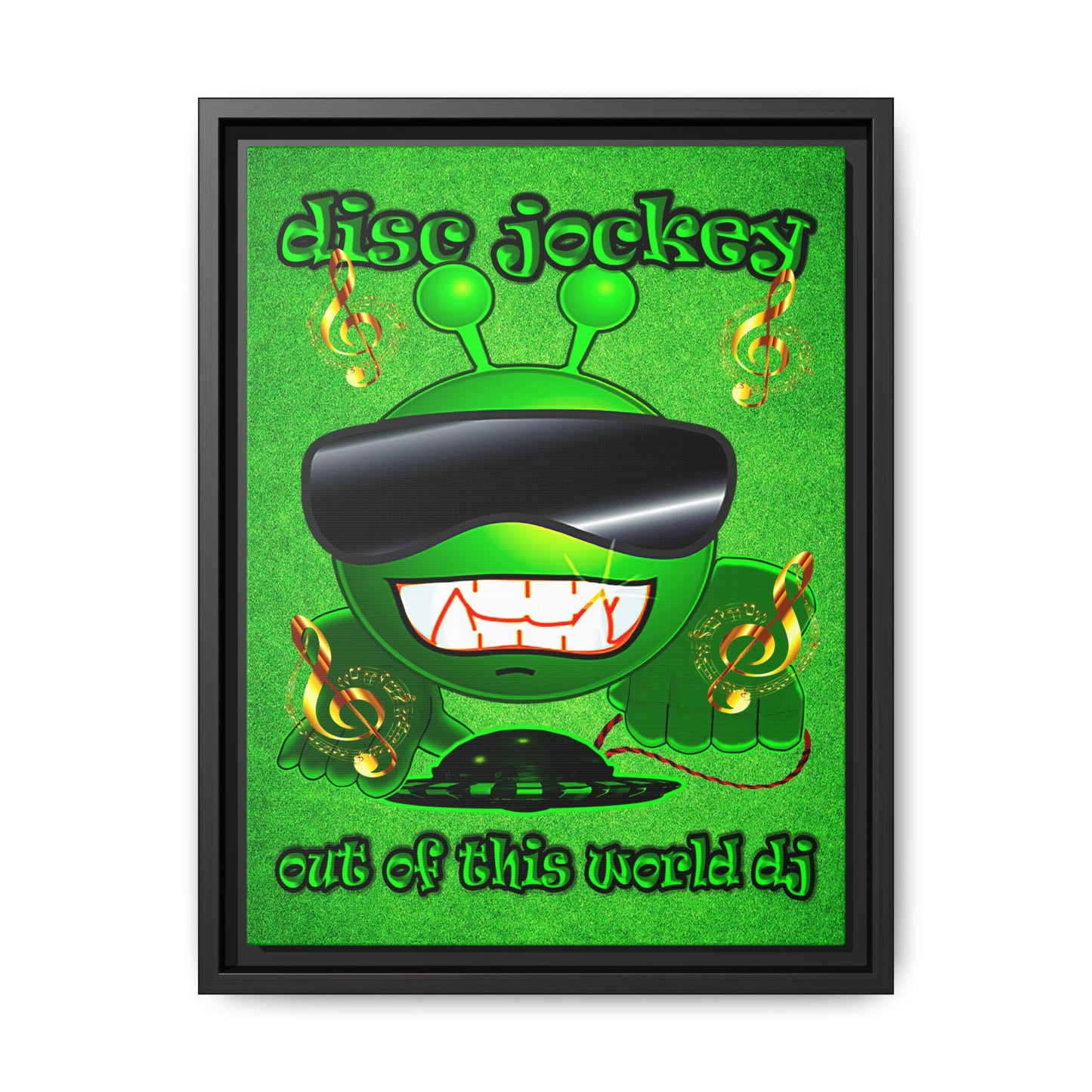 disc jockey - framed canvas art (green turf)