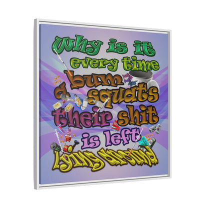 the bum's shit - framed canvas art (light blue-pink wave)