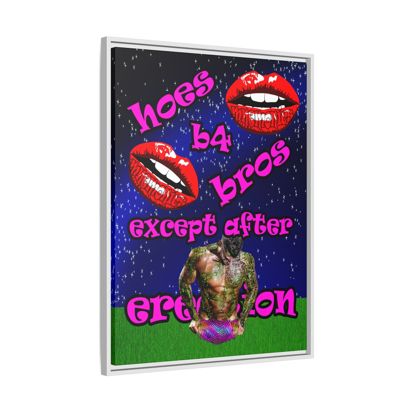 hoes b4 bros - framed canvas art ('snoops' background)