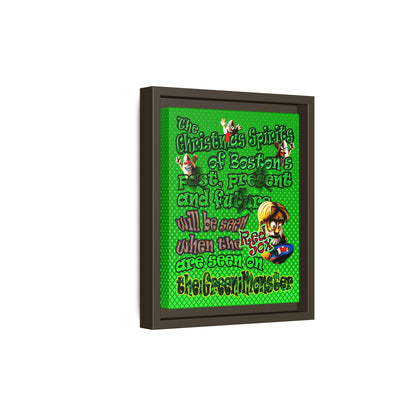 christmas spirits of boston - framed canvas art (logo green)