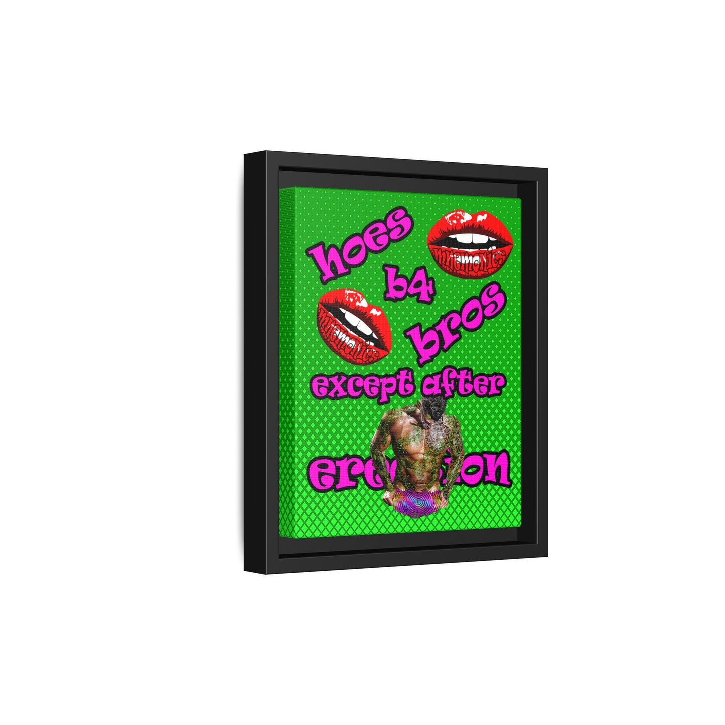 hoes b4 bros - framed canvas art (logo green)