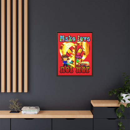 love peace - framed canvas art (red)