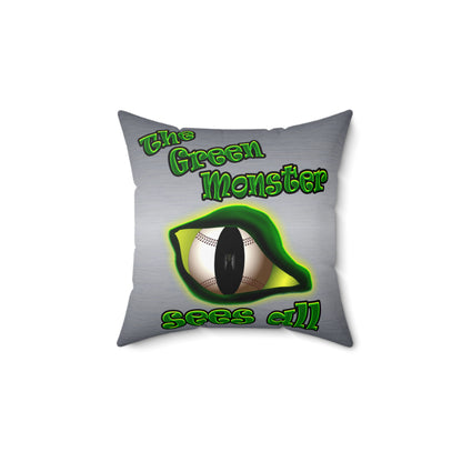 green monster - Spun Polyester Square Pillow - (brushed nickel)
