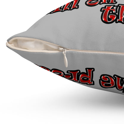 schrodinger's cat - Spun Polyester Square Pillow - (light grey)