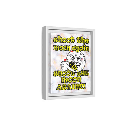 shoot the moon again - framed canvas art (white marble)