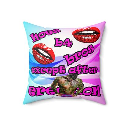 hoes b4 bros - Faux Suede Square Pillow - (light blue-pink wave)