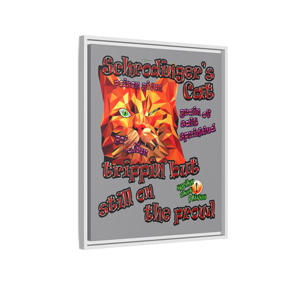 schrodinger's cat - framed canvas art (grey)